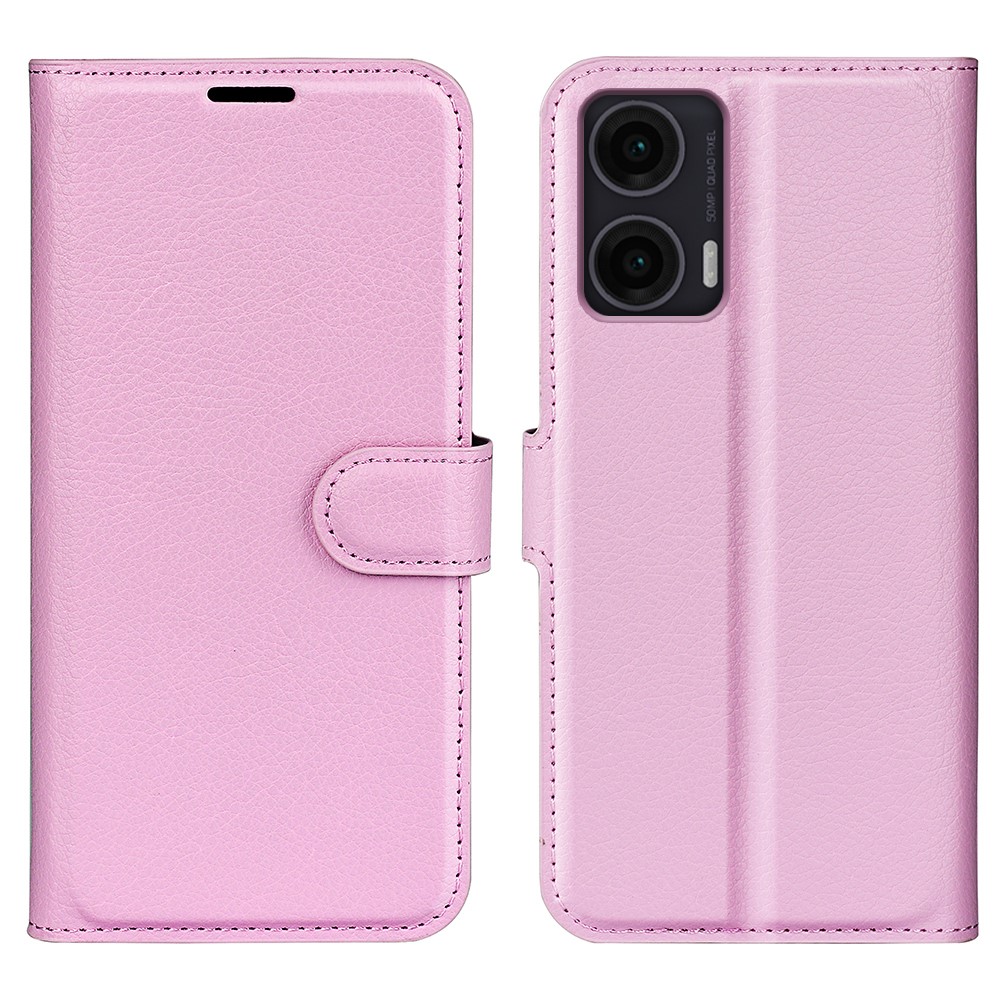  Motorola Moto G35 5G Fodral Litchi Läder Ljus Rosa