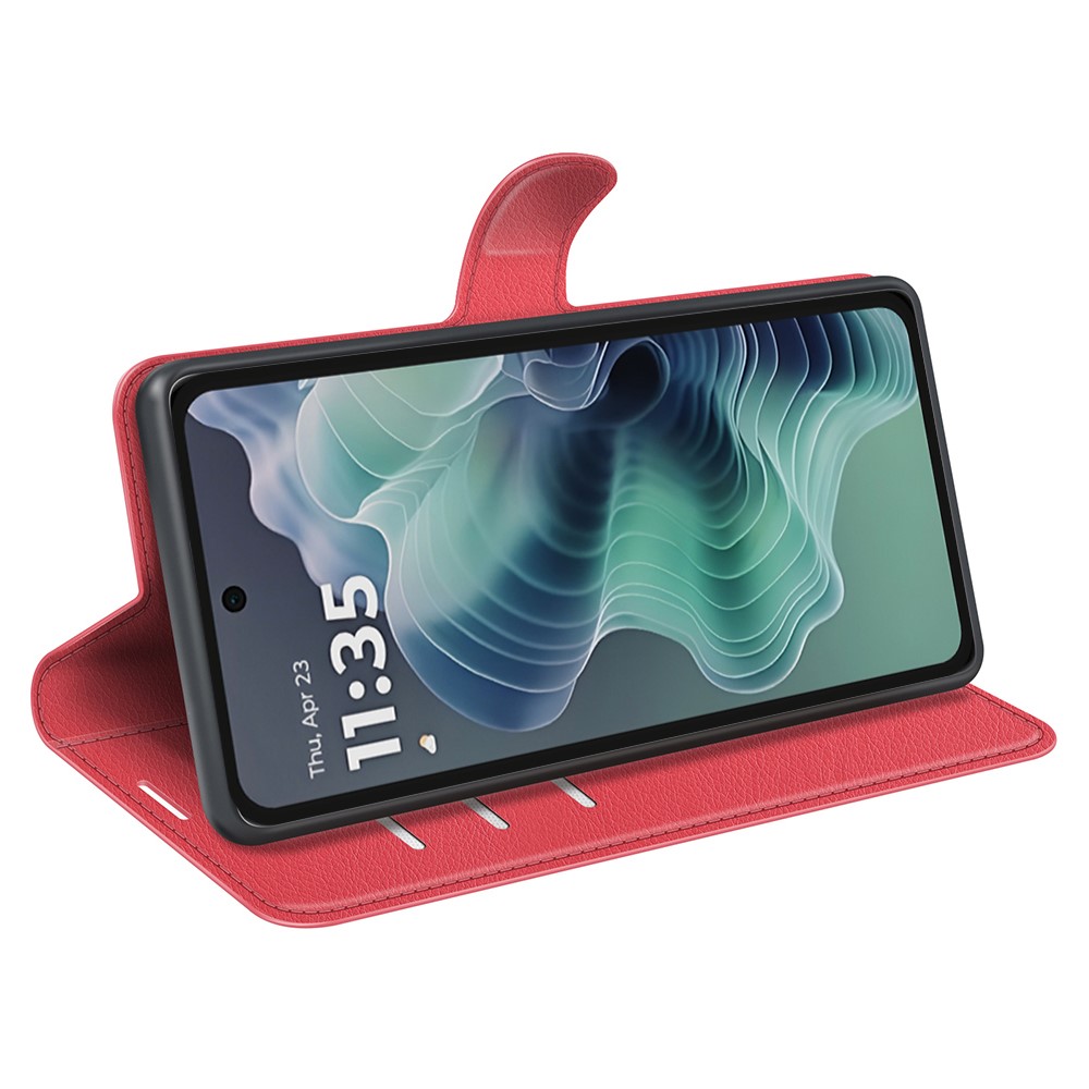 Motorola Moto G35 5G Fodral Litchi Läder Röd