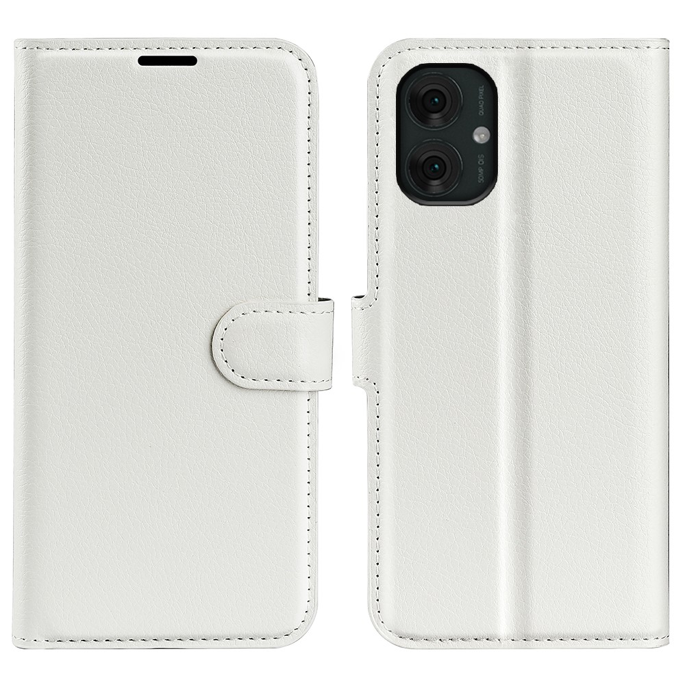  Motorola Moto G55 5G Fodral Litchi Läder Vit