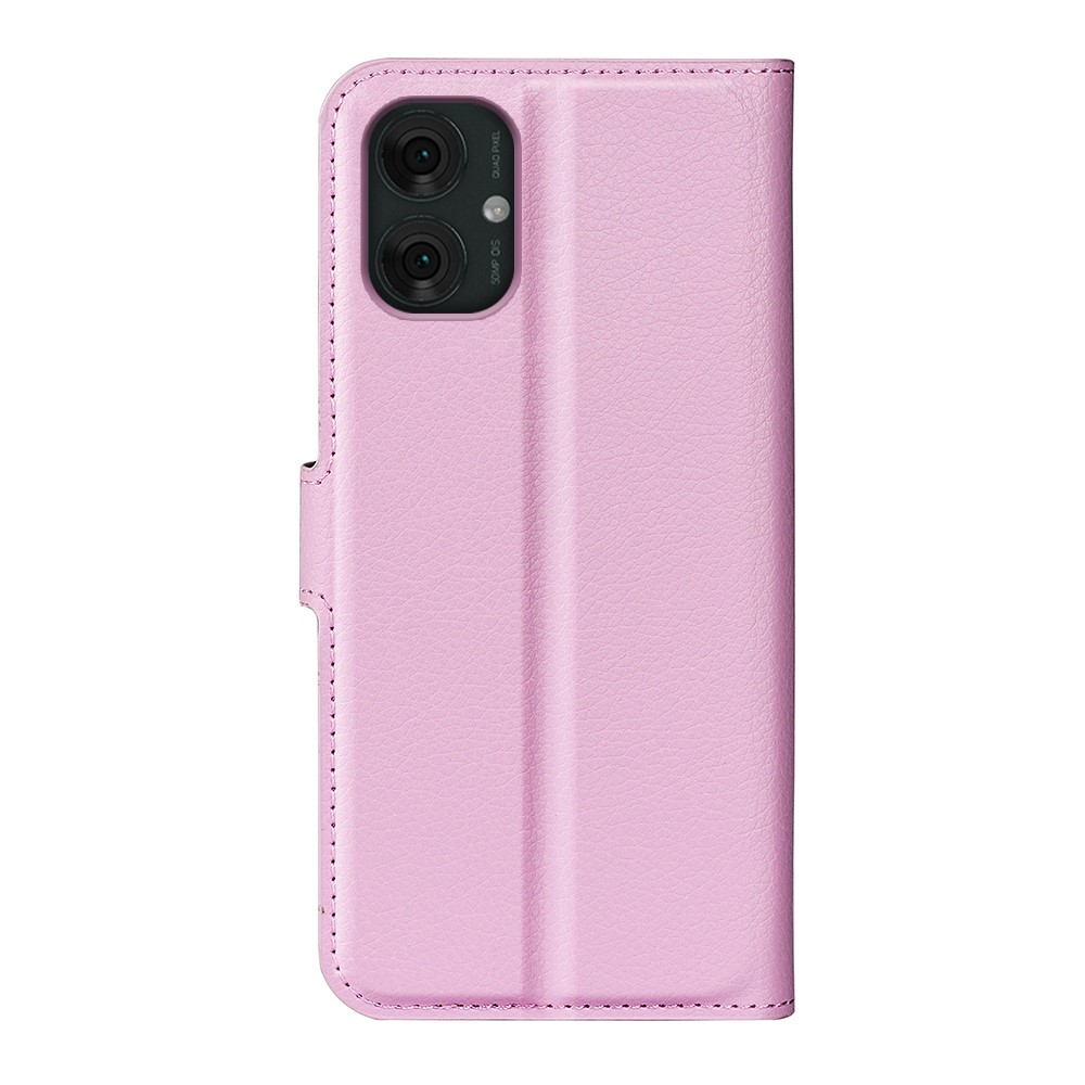  Motorola Moto G55 5G Fodral Litchi Läder Ljus Rosa