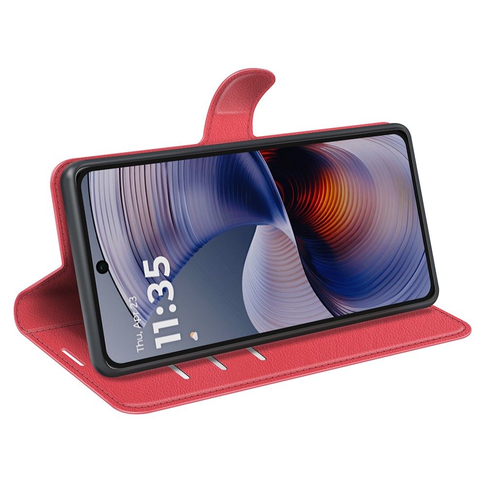  Motorola Moto G55 5G Fodral Litchi Läder Röd