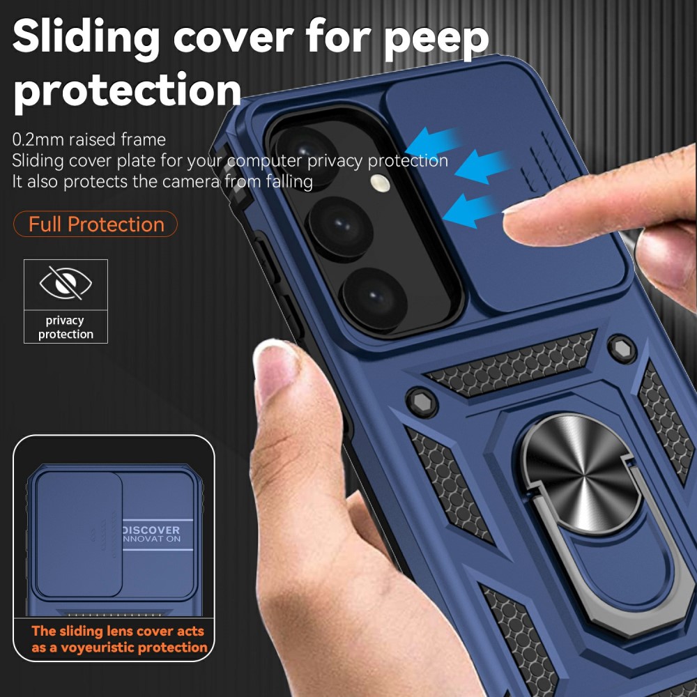  Samsung Galaxy S25 Plus Skal Hybrid Ring CamShield Blå