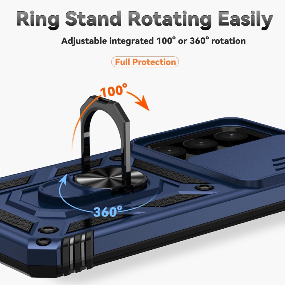  Samsung Galaxy S25 Plus Skal Hybrid Ring CamShield Blå