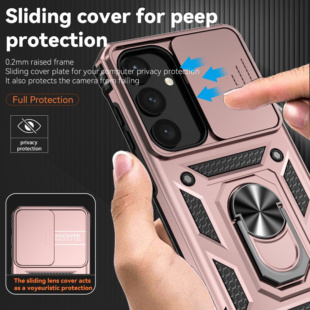  Samsung Galaxy S25 Plus Skal Hybrid Ring CamShield Roséguld