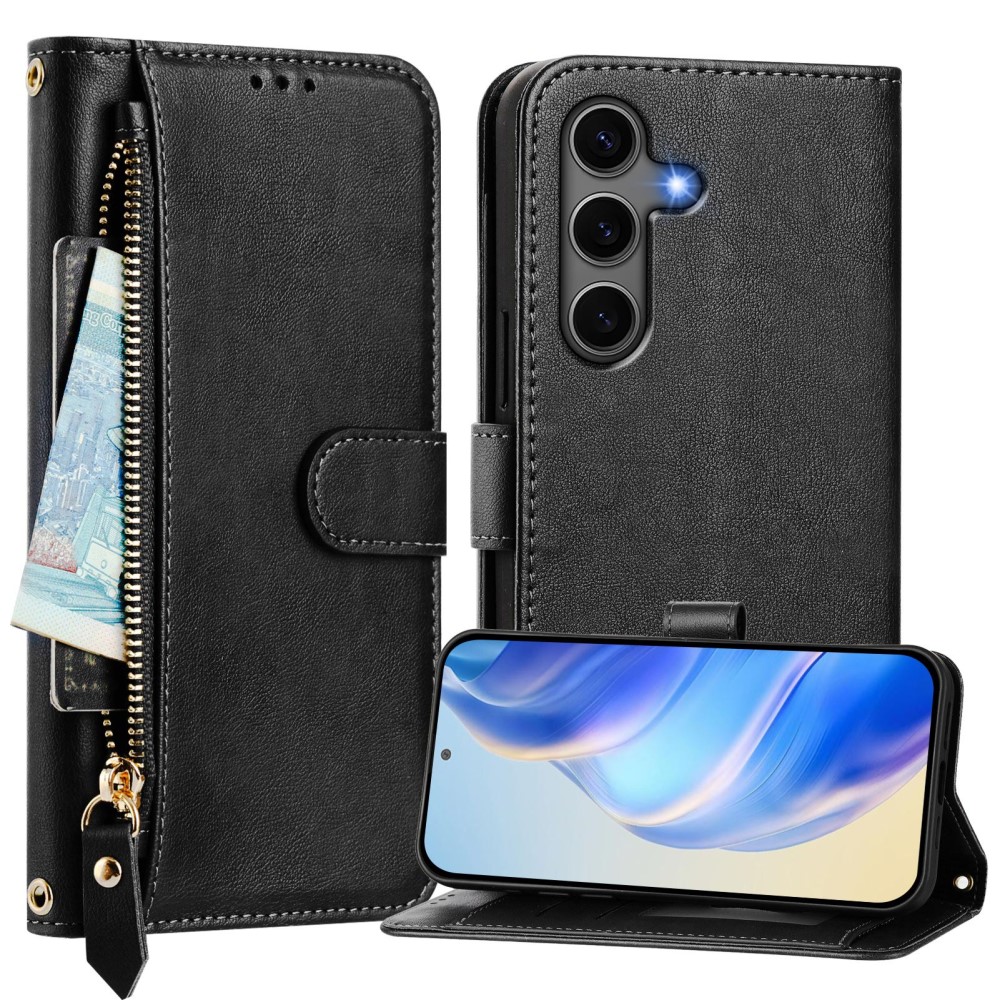 Samsung Galaxy S25 Plus Fodral Multifunktionell Läder Svart