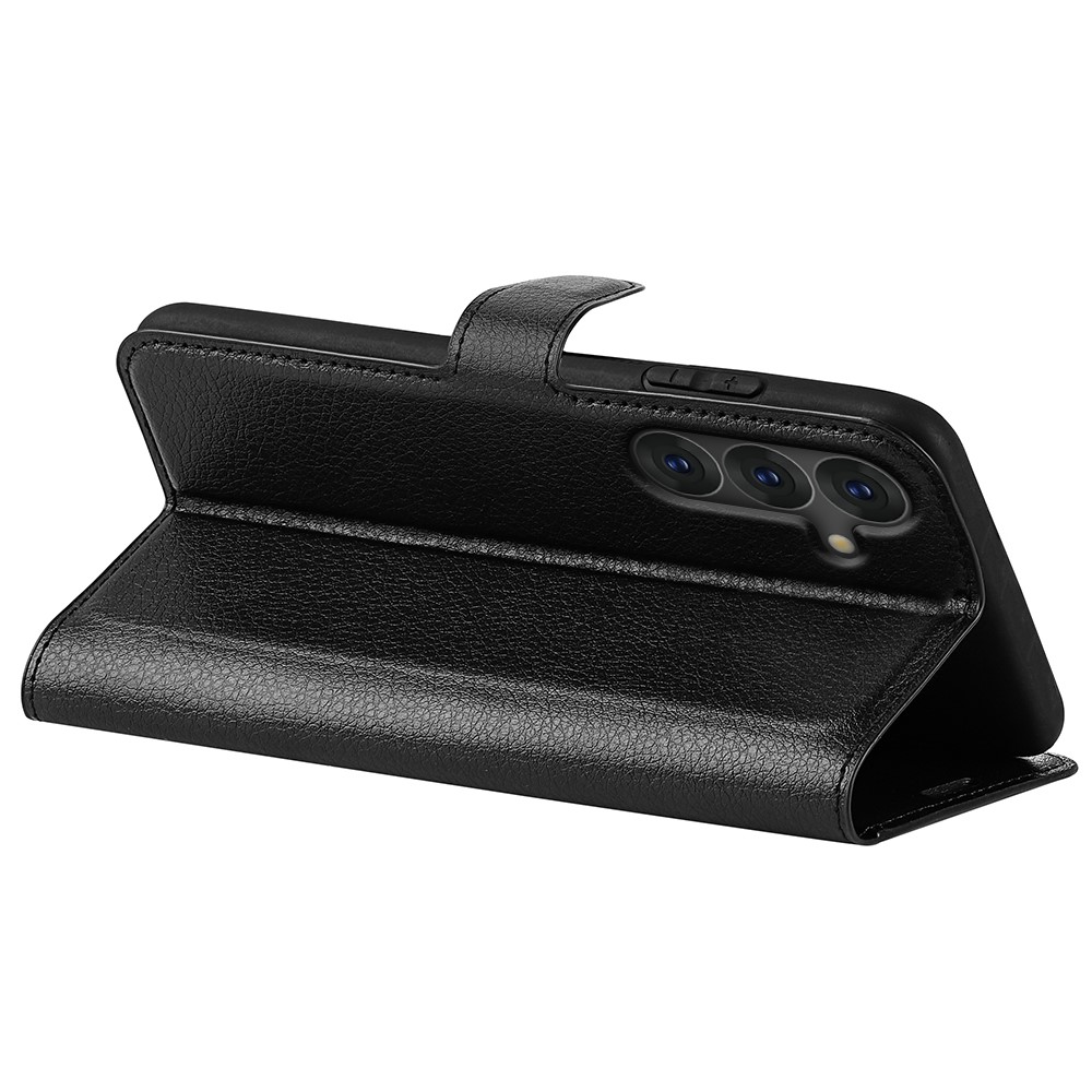  Samsung Galaxy S25 Plus Fodral Litchi Läder Svart