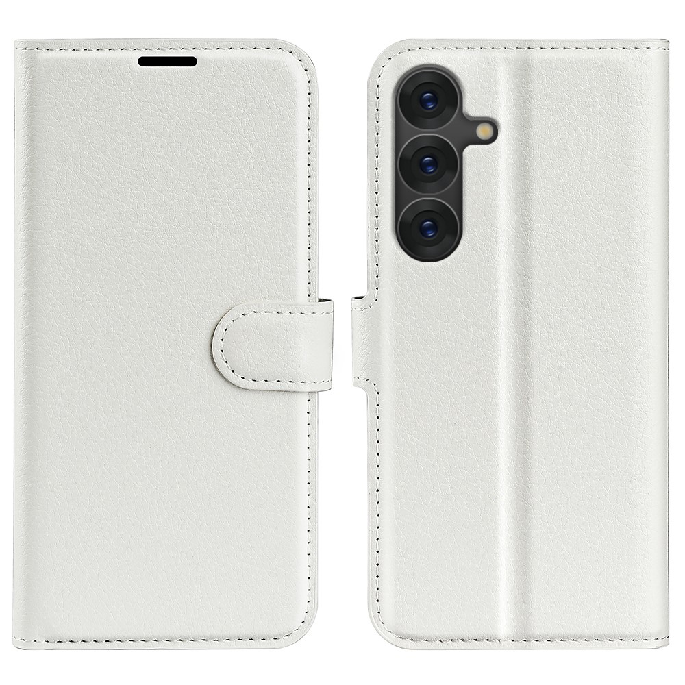  Samsung Galaxy S25 Plus Fodral Litchi Läder Vit