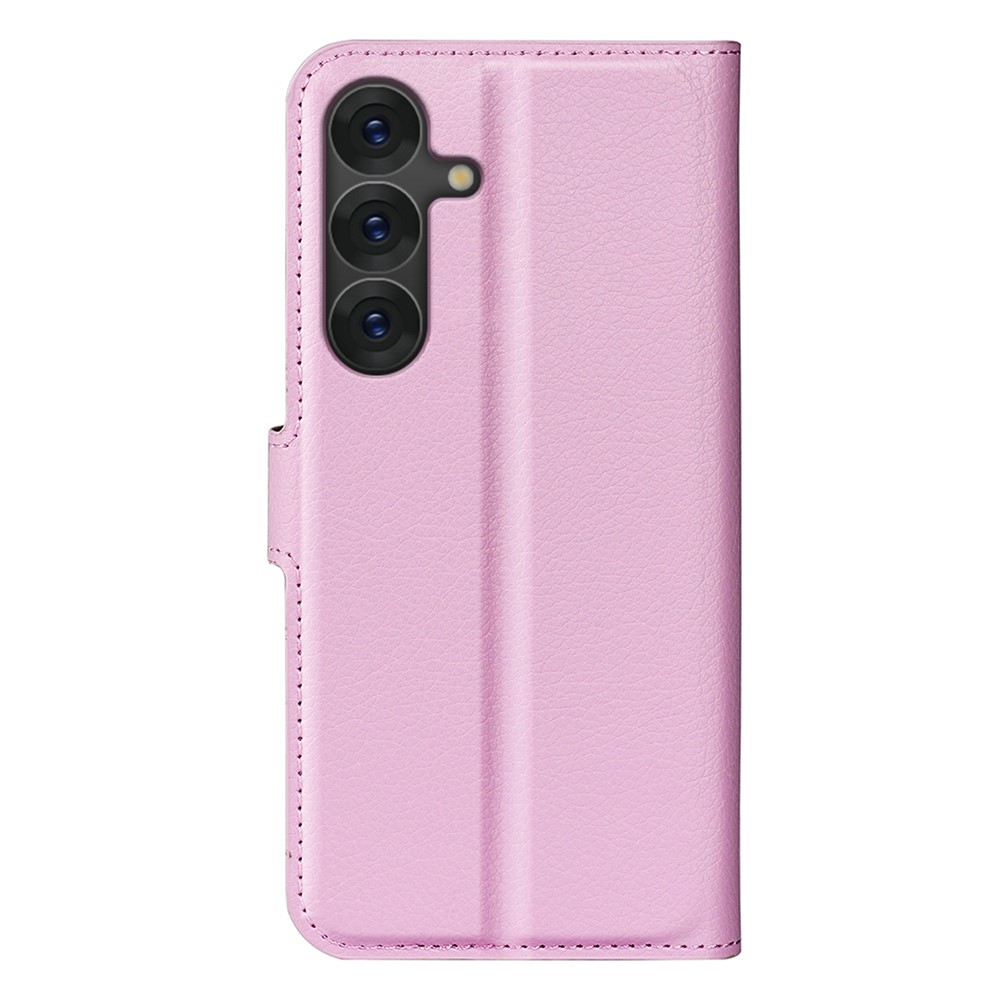  Samsung Galaxy S25 Plus Fodral Litchi Läder Ljus Rosa