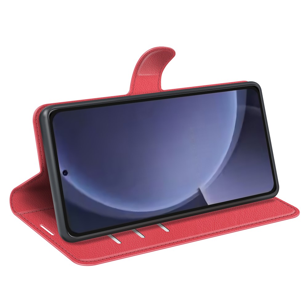  Samsung Galaxy S25 Plus Fodral Litchi Läder Röd