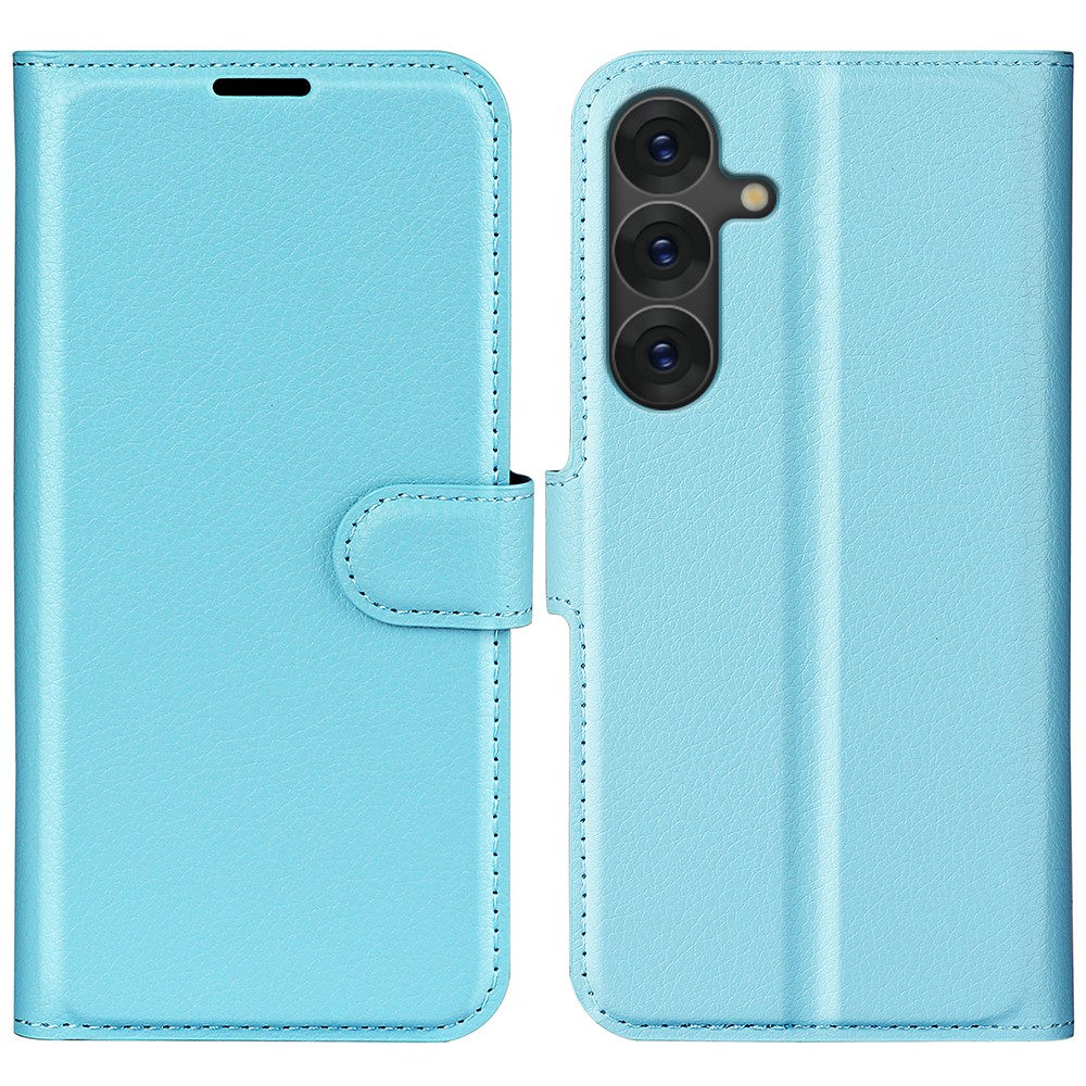  Samsung Galaxy S25 Plus Fodral Litchi Läder Blå