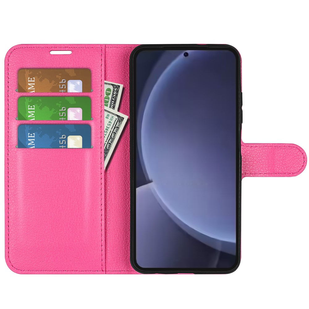  Samsung Galaxy S25 Plus Fodral Litchi Läder Rosa