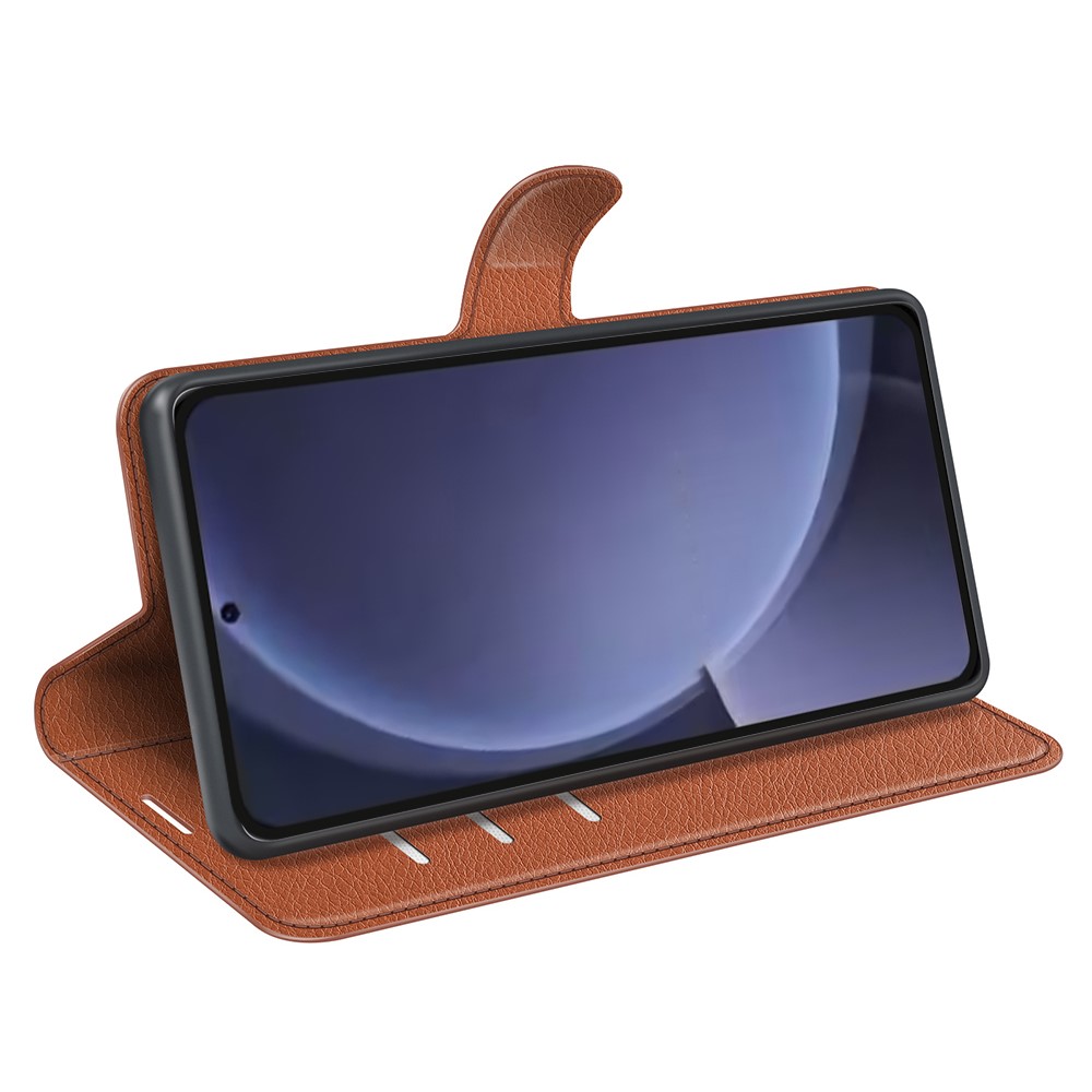  Samsung Galaxy S25 Plus Fodral Litchi Läder Brun