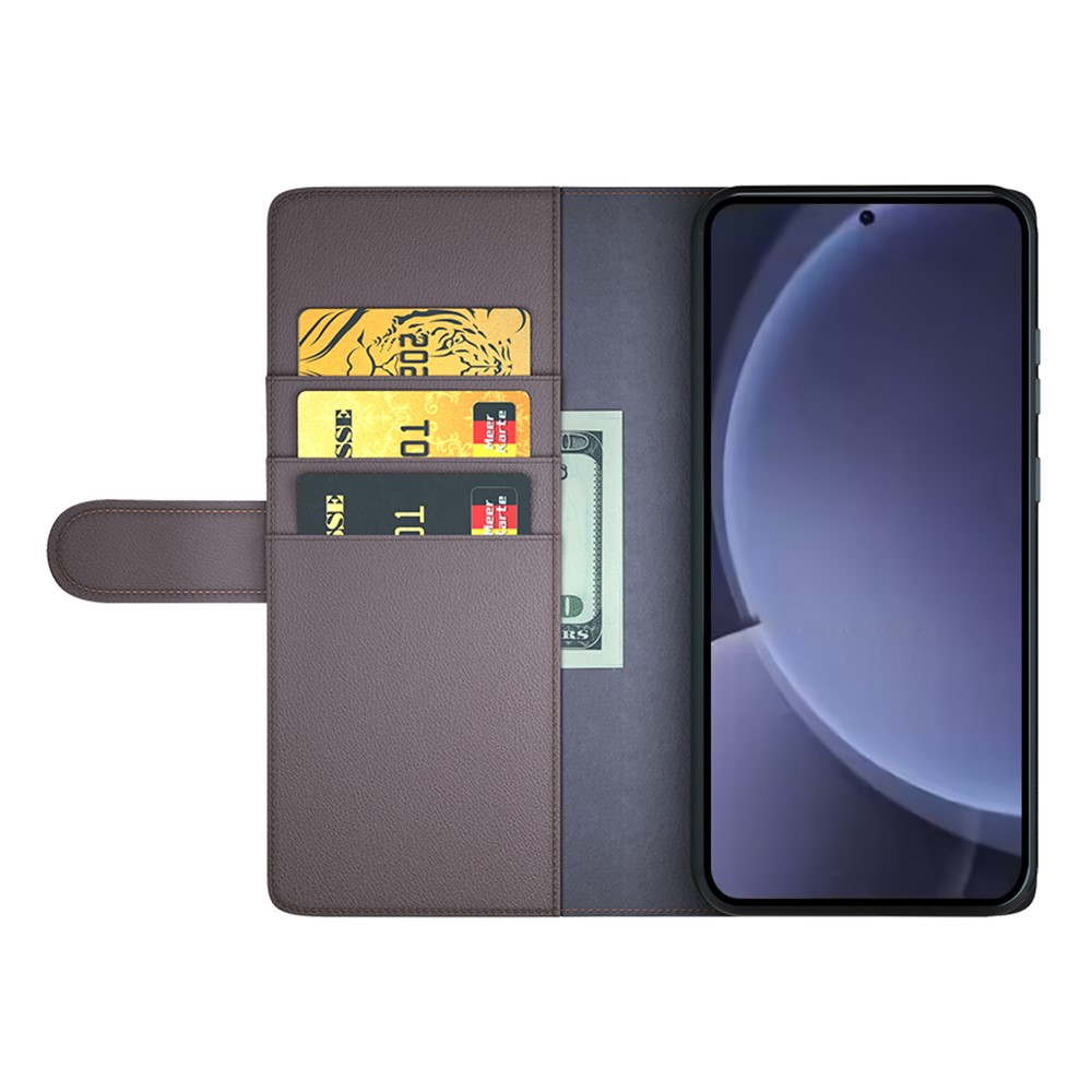  Samsung Galaxy S25 Plus Fodral Premium Äkta Läder Brun