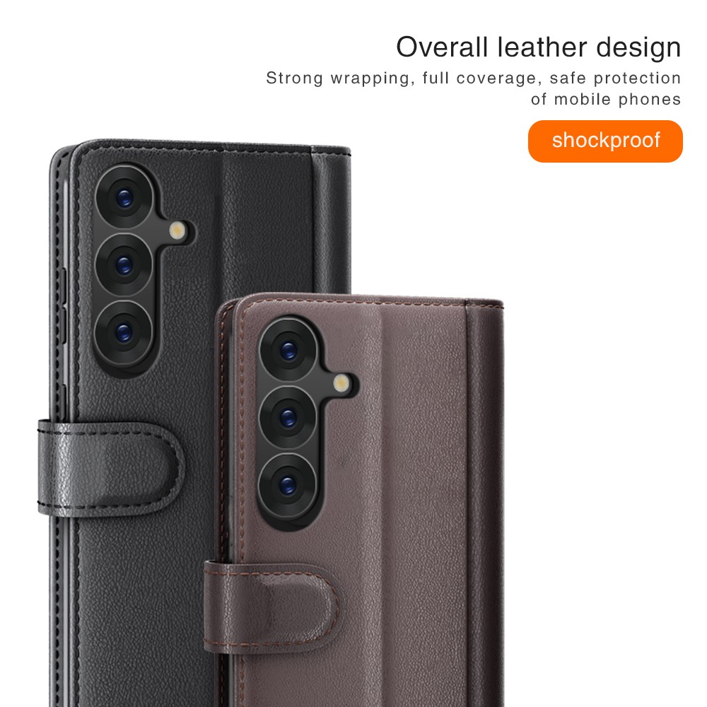  Samsung Galaxy S25 Plus Fodral Premium Äkta Läder Brun
