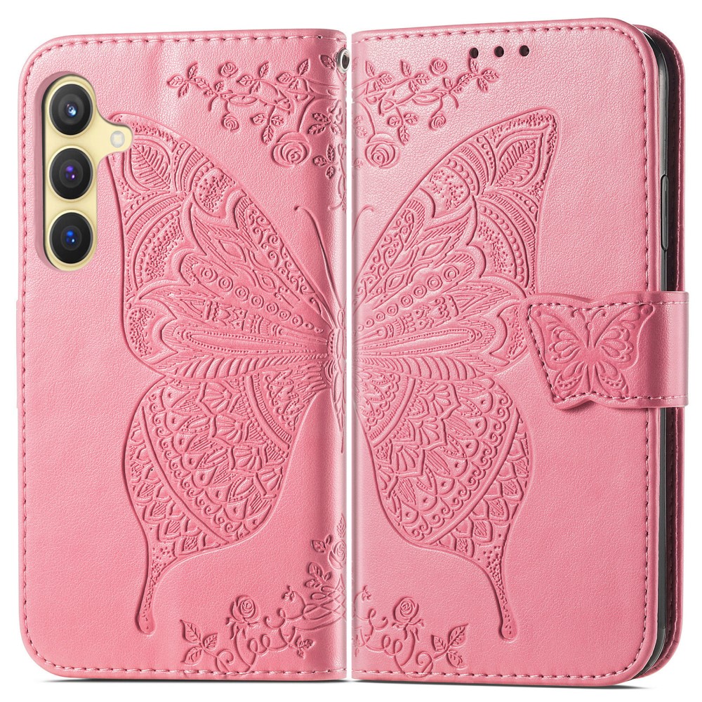  Samsung Galaxy S25 Plus Fodral Med Fjäril Tryck Rosa
