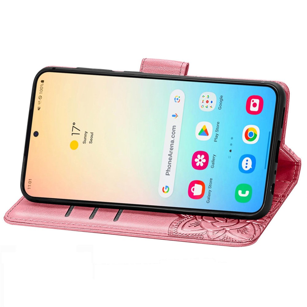  Samsung Galaxy S25 Plus Fodral Med Fjäril Tryck Rosa