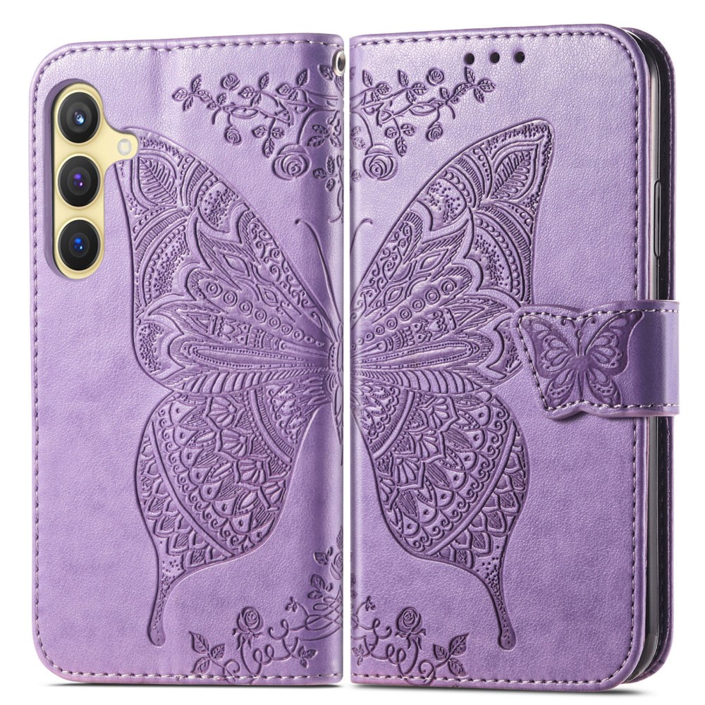  Samsung Galaxy S25 Plus Fodral Med Fjäril Tryck Lila