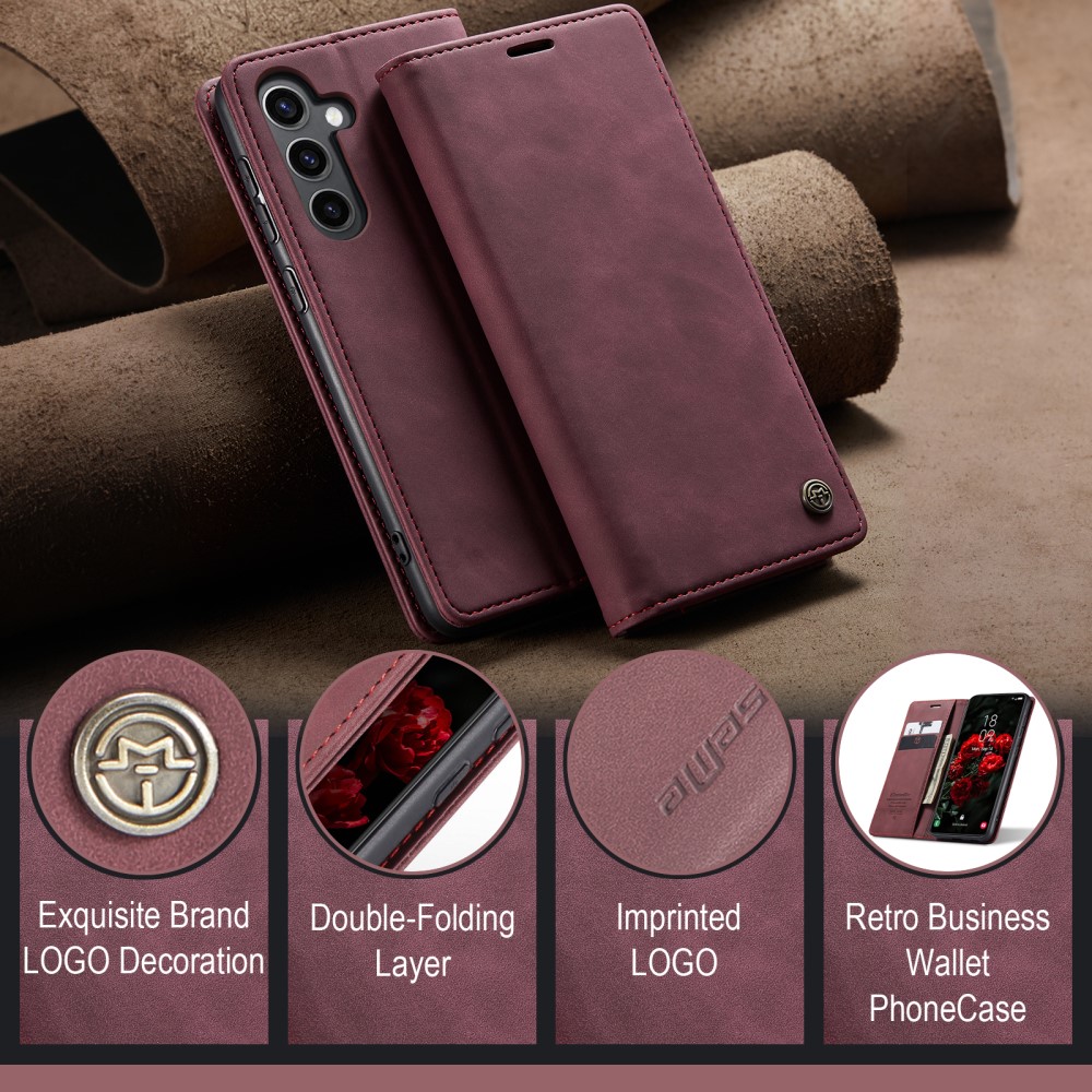 CASEME CASEME Samsung Galaxy S25 Plus Fodral Flip Retro Läder Röd