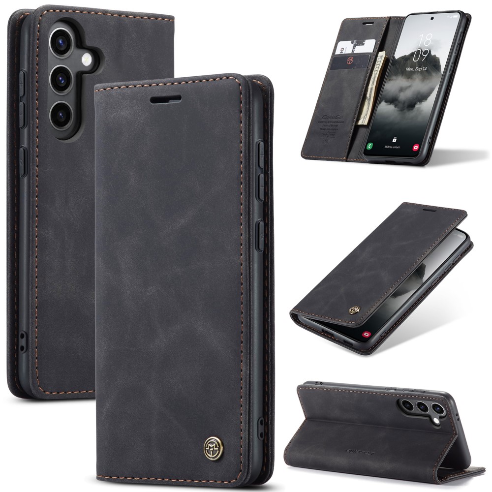 CASEME CASEME Samsung Galaxy S25 Plus Fodral Flip Retro Läder Svart