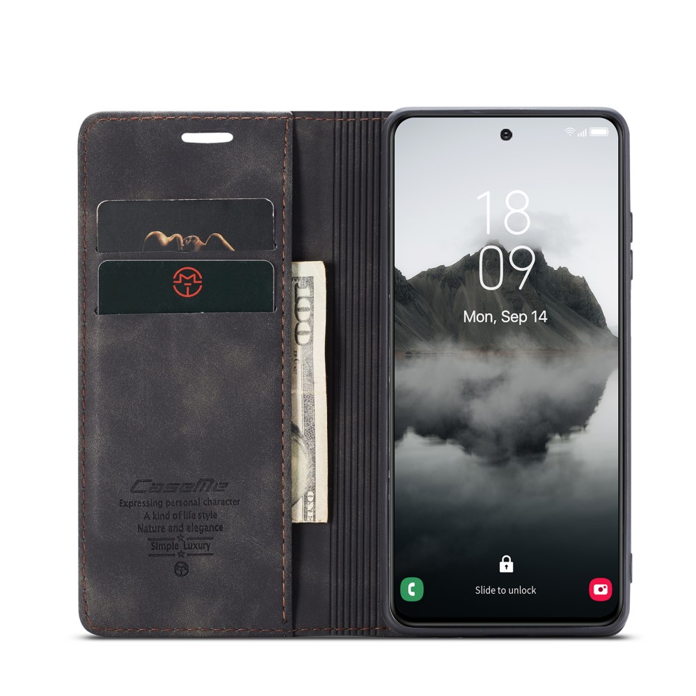 CASEME CASEME Samsung Galaxy S25 Plus Fodral Flip Retro Läder Svart