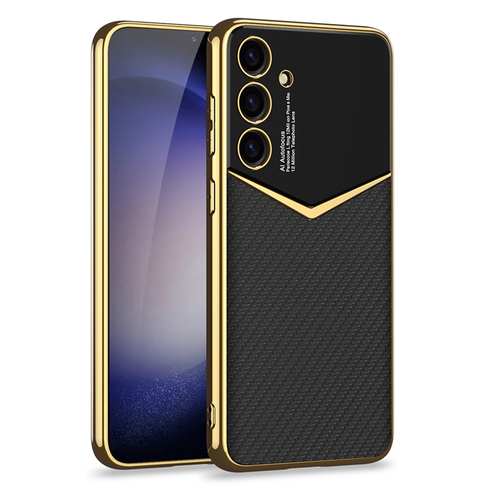 GKK GKK Galaxy S25 Plus Skal Läder Hybrid Electroplate Kolfiber Textur