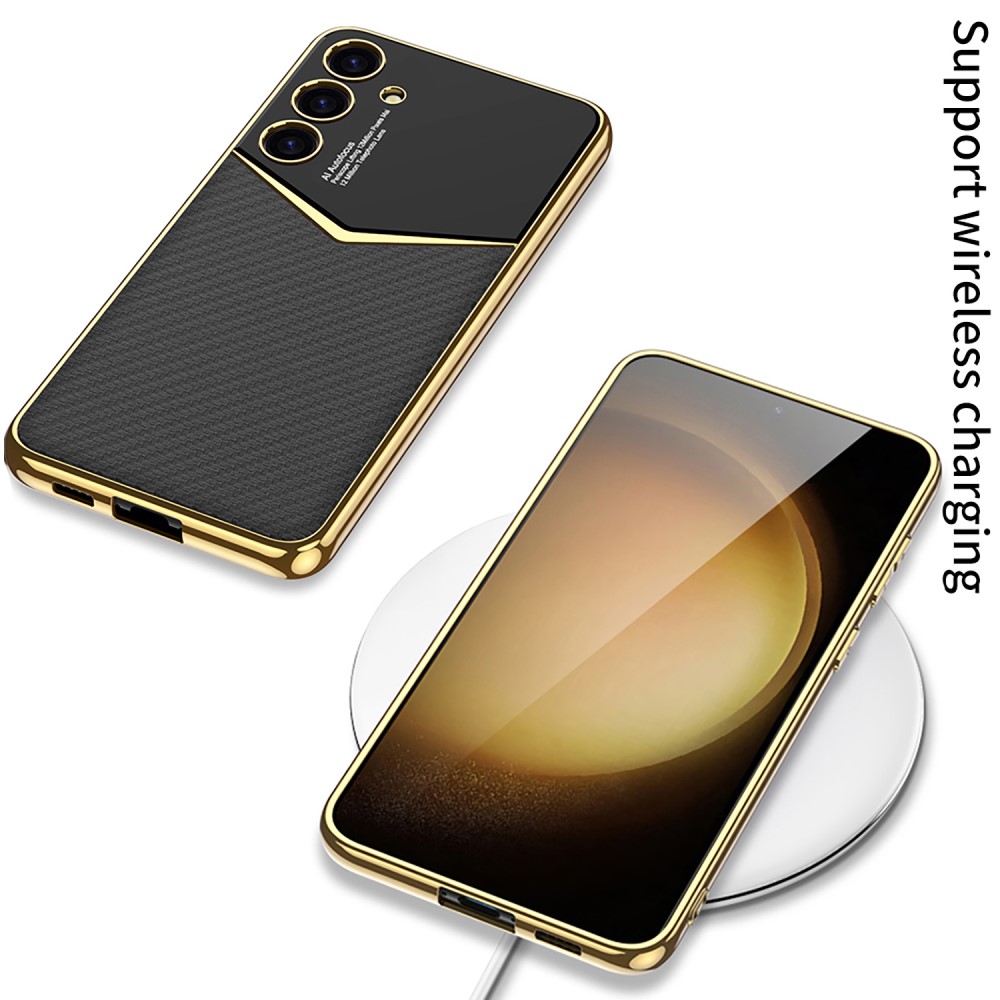 GKK GKK Galaxy S25 Plus Skal Läder Hybrid Electroplate Vit