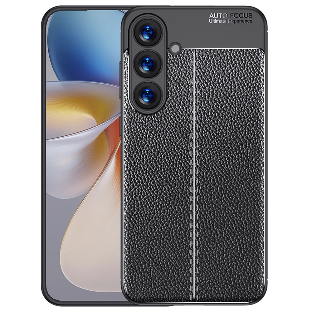 Samsung Galaxy S25 Plus Skal Litchi Textur Svart
