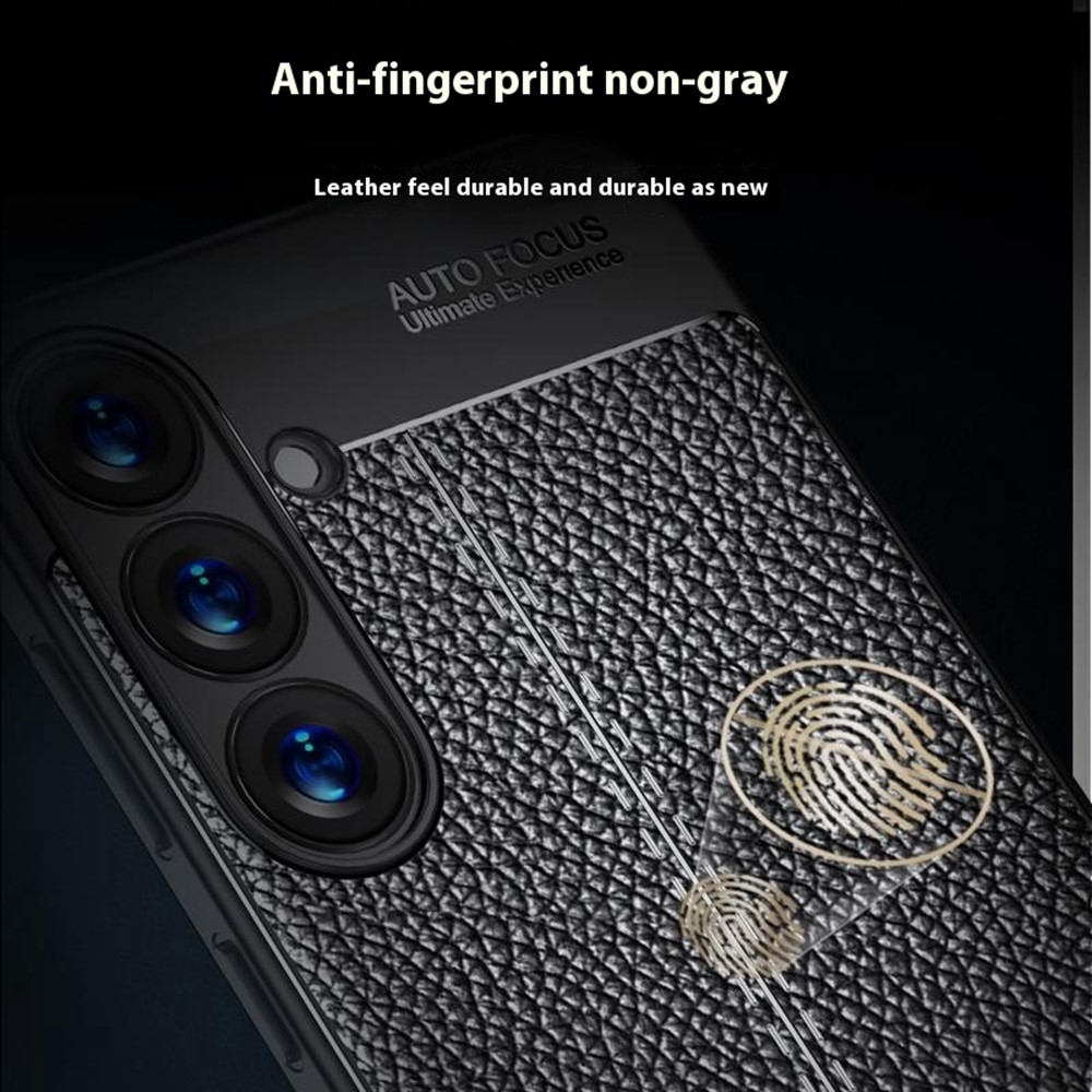  Samsung Galaxy S25 Plus Skal Litchi Textur Svart