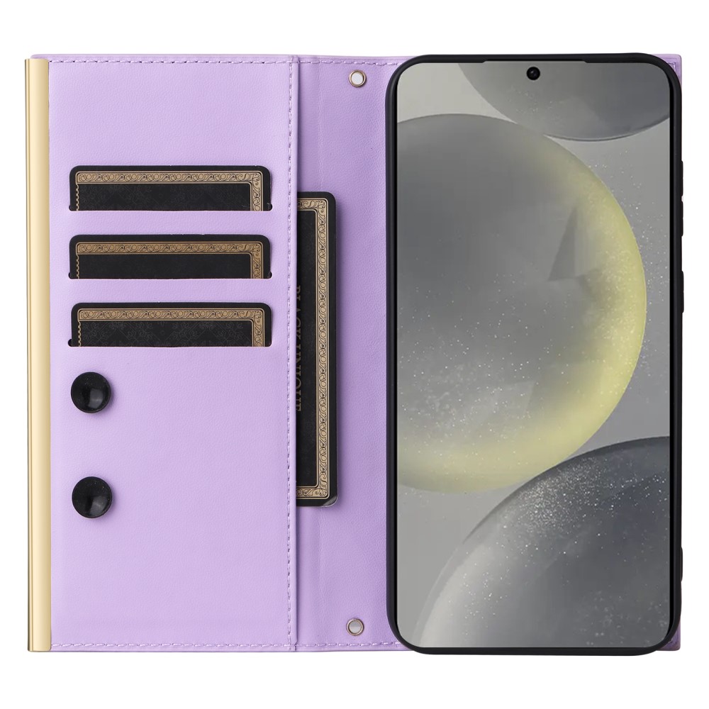  Samsung Galaxy S25 Plus Fodral Rhombus Läder Lila