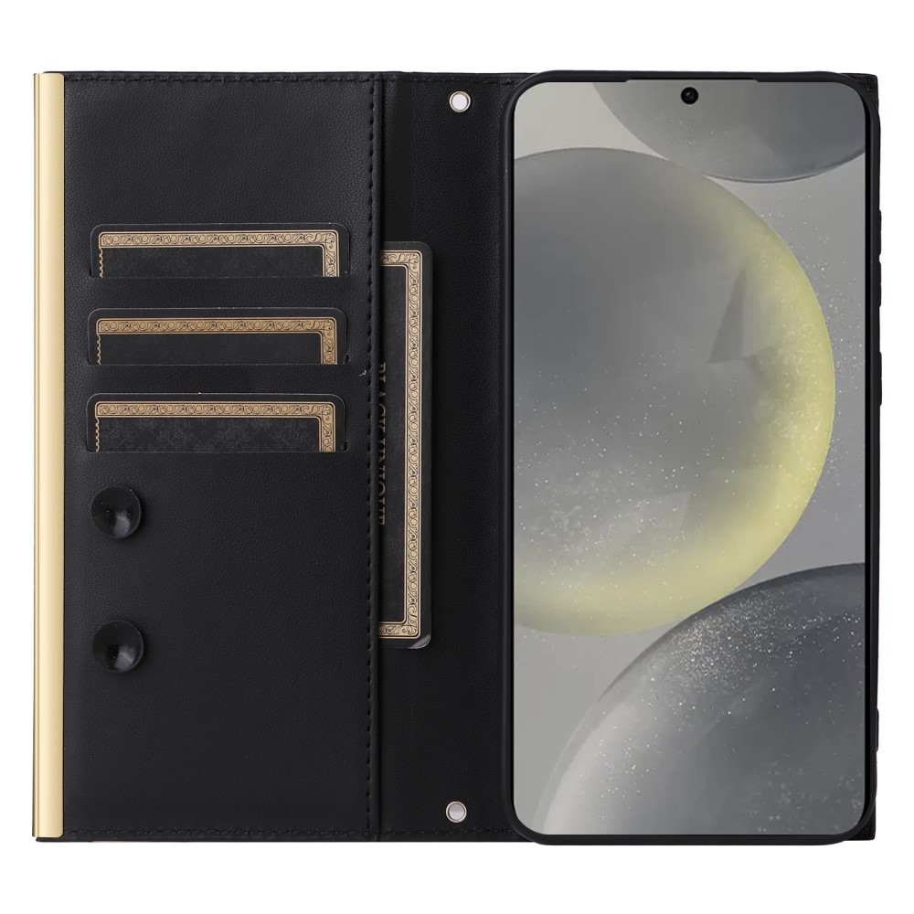  Samsung Galaxy S25 Plus Fodral Rhombus Läder Svart