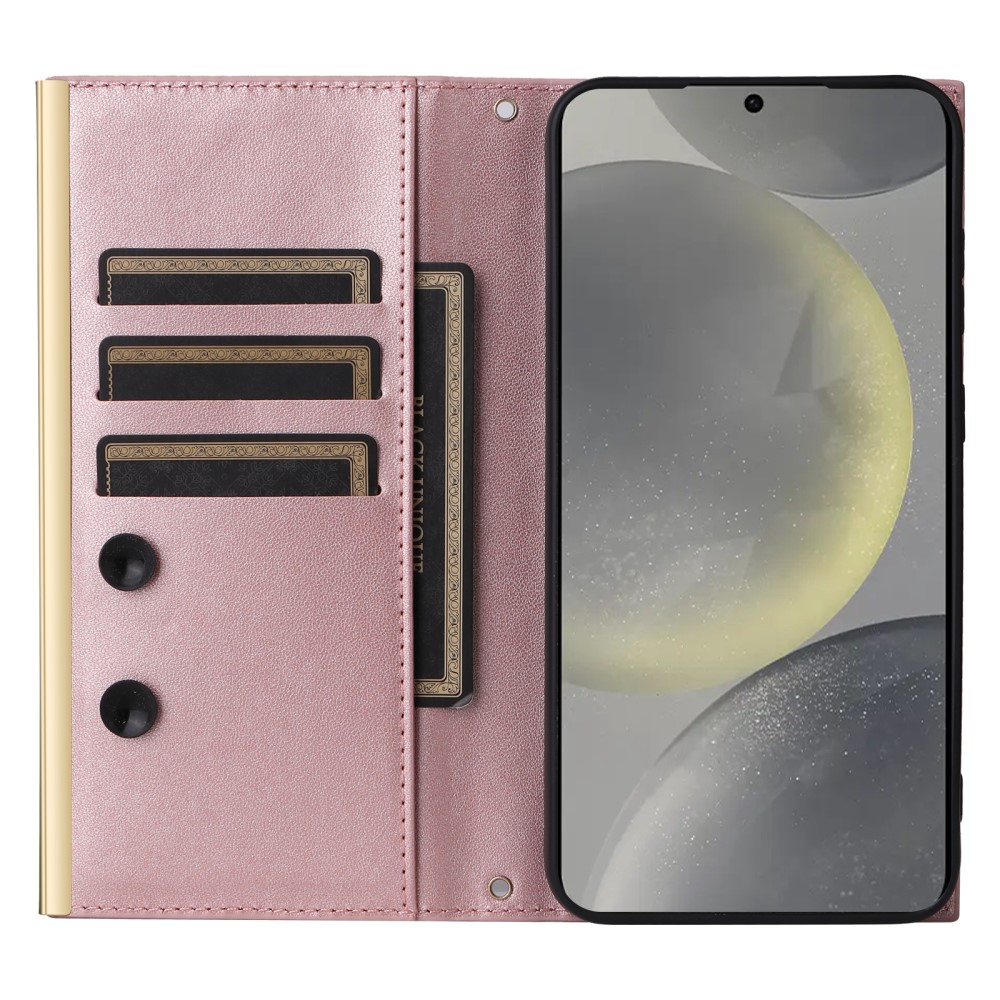  Samsung Galaxy S25 Plus Fodral Rhombus Läder Roséguld