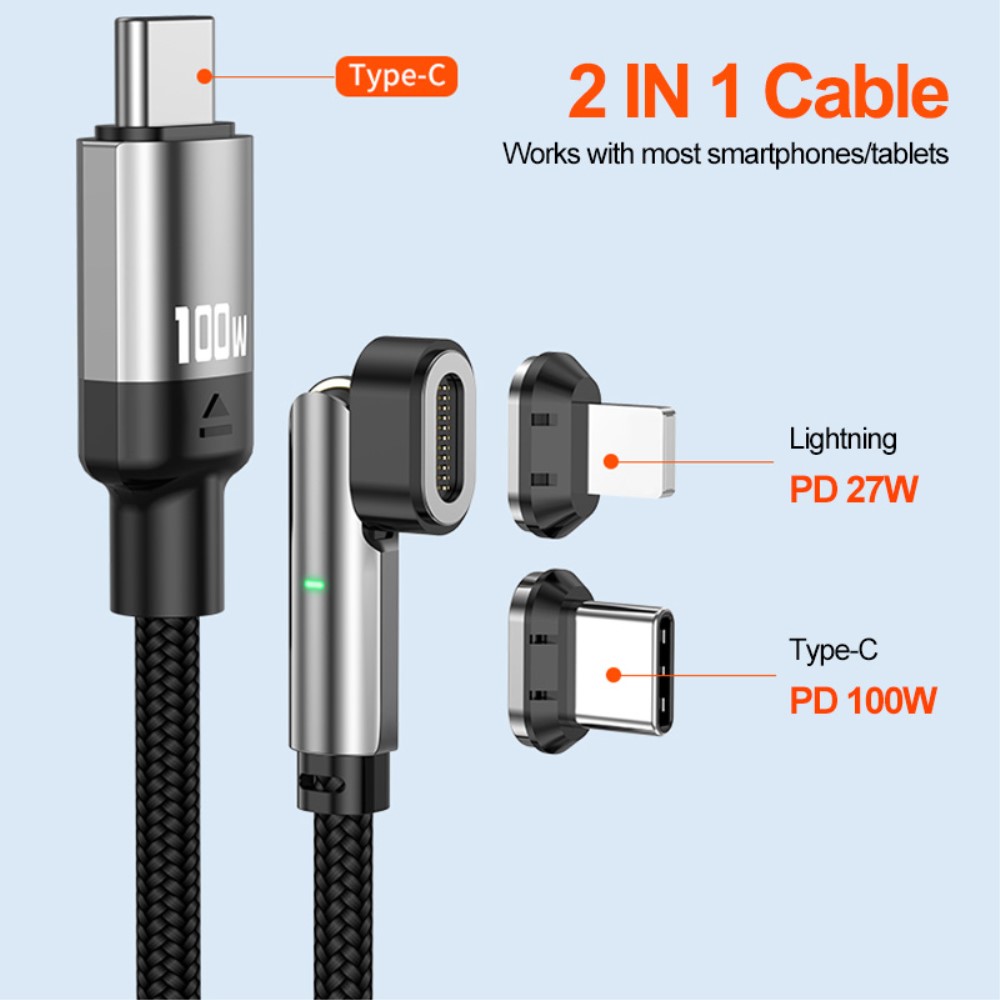 ENKAY ENKAY 1 m 3in1 USB-C - Lightning / USB-C Magnetisk Svart