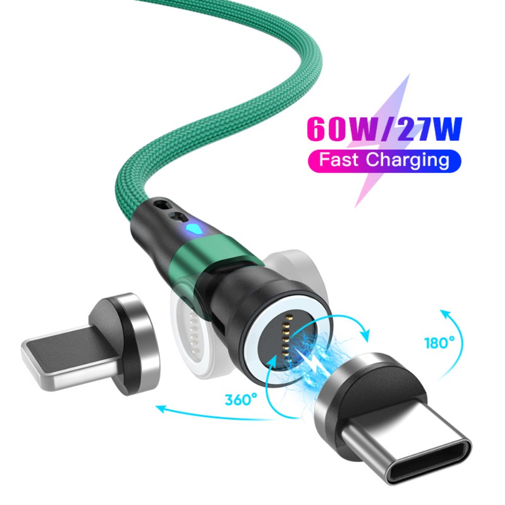 ENKAY ENKAY 1 m 2in1 PD 60W USB-C - Lightning/USB-C 360° Magnetkabel