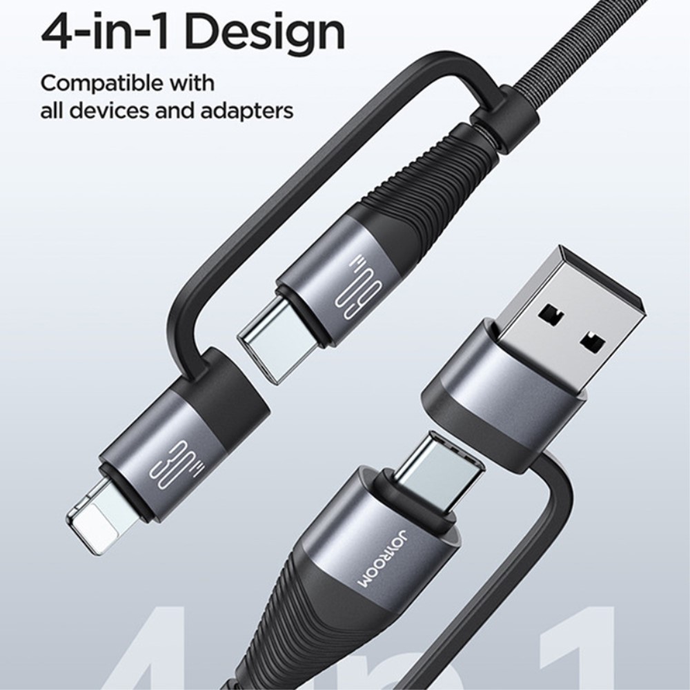 JOYROOM Joyroom 1.2 m 4in1 USB-C/USB-A - USB-C / Lightning Svart