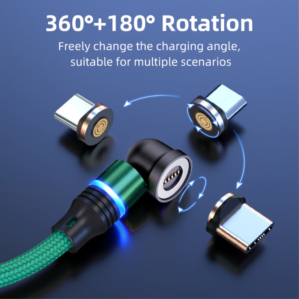 ENKAY ENKAY 1 m 3in1 USB-C / Lightning / MicroUSB 360° Magnetkabel