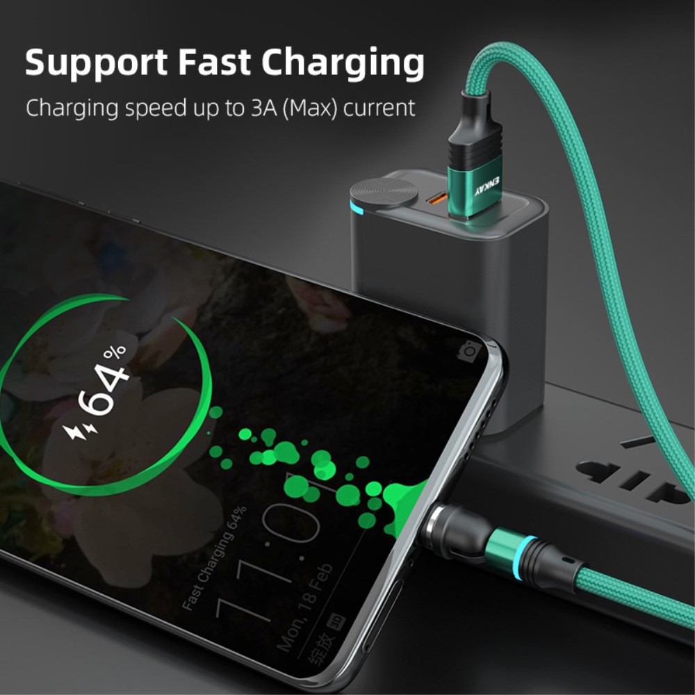 ENKAY ENKAY 1 m 3in1 USB-C / Lightning / MicroUSB 360° Magnetkabel