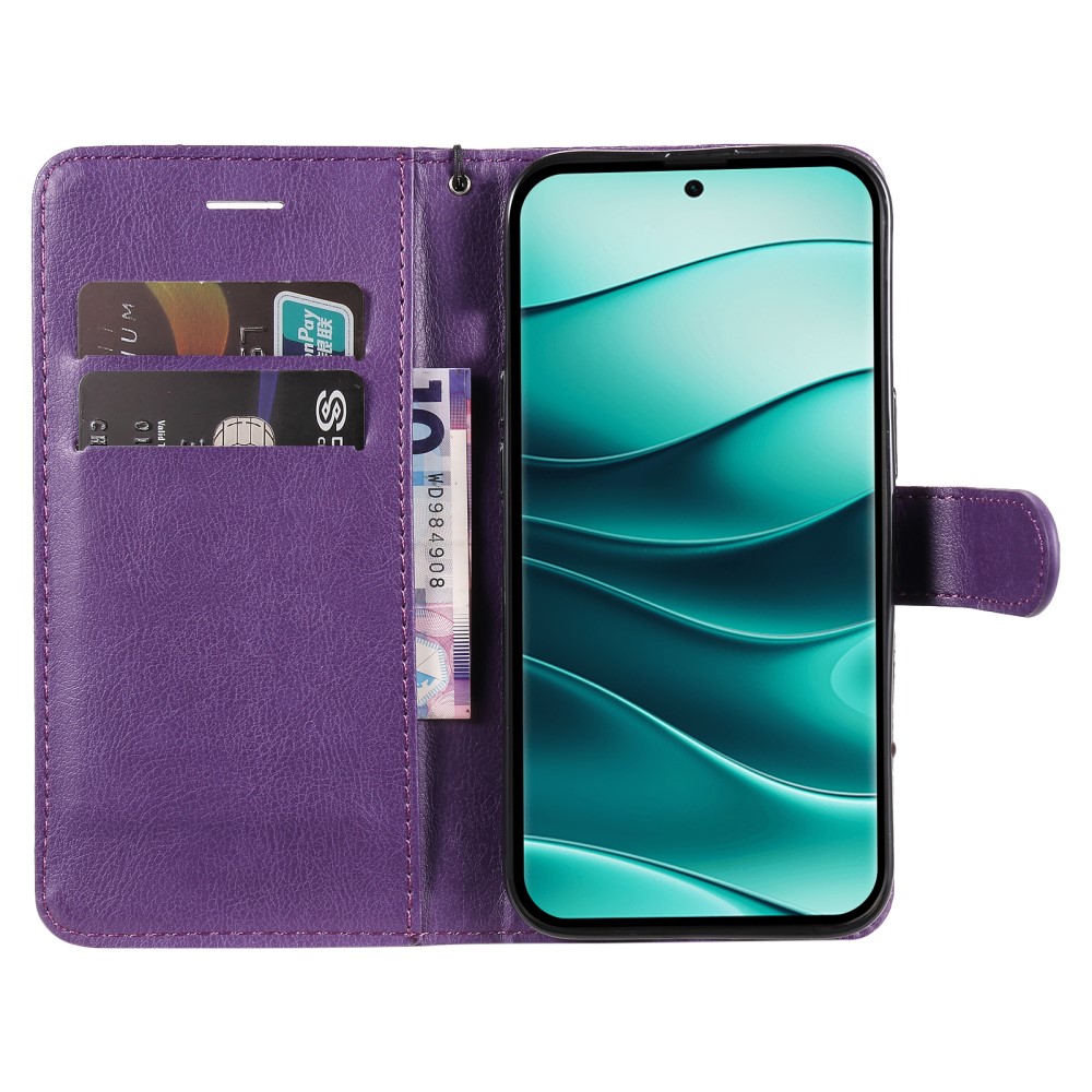  Xiaomi Redmi Note 14 Pro/Pro Plus 5G Fodral Solid Läder Lila