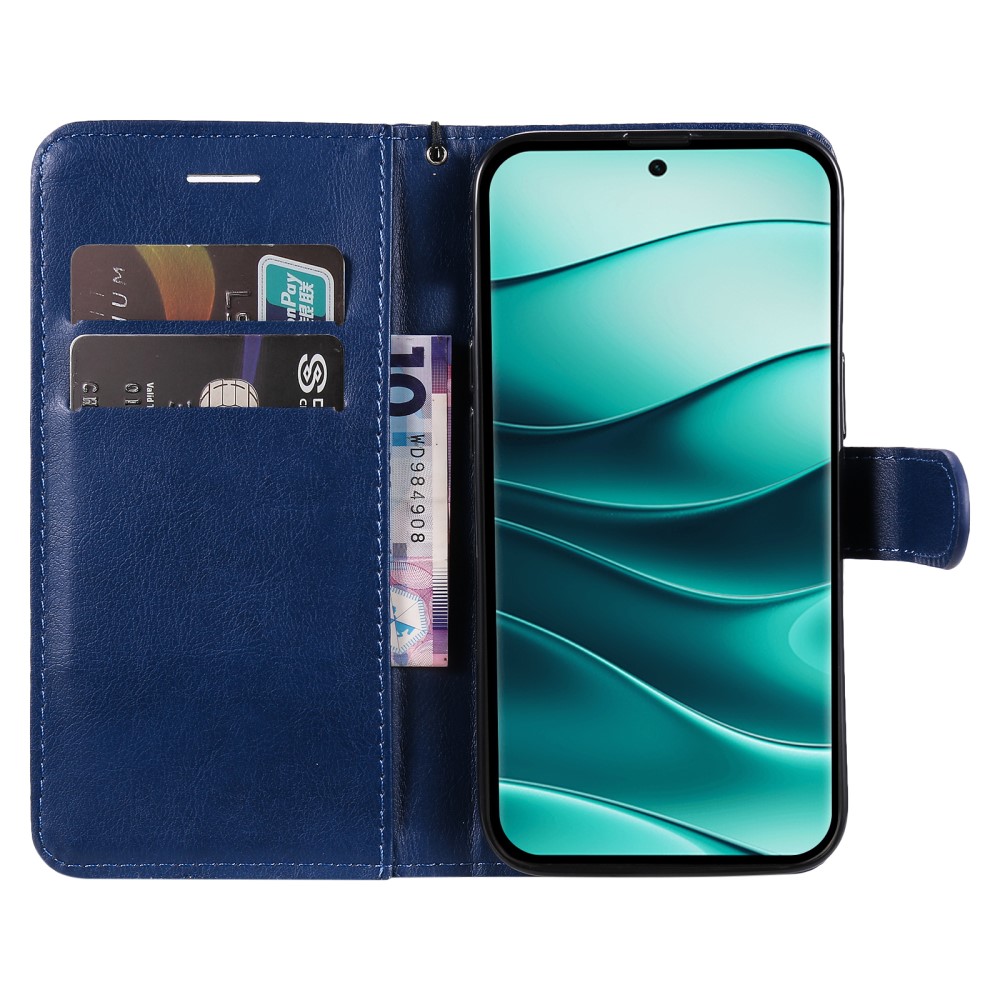  Xiaomi Redmi Note 14 Pro/Pro Plus 5G Fodral Solid Läder Blå