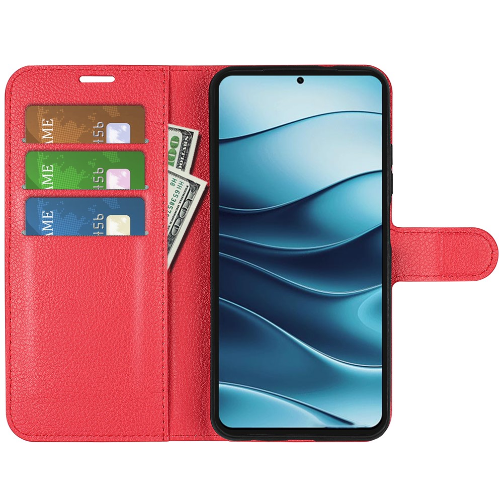  Xiaomi Redmi Note 14 5G Fodral Litchi Läder Röd