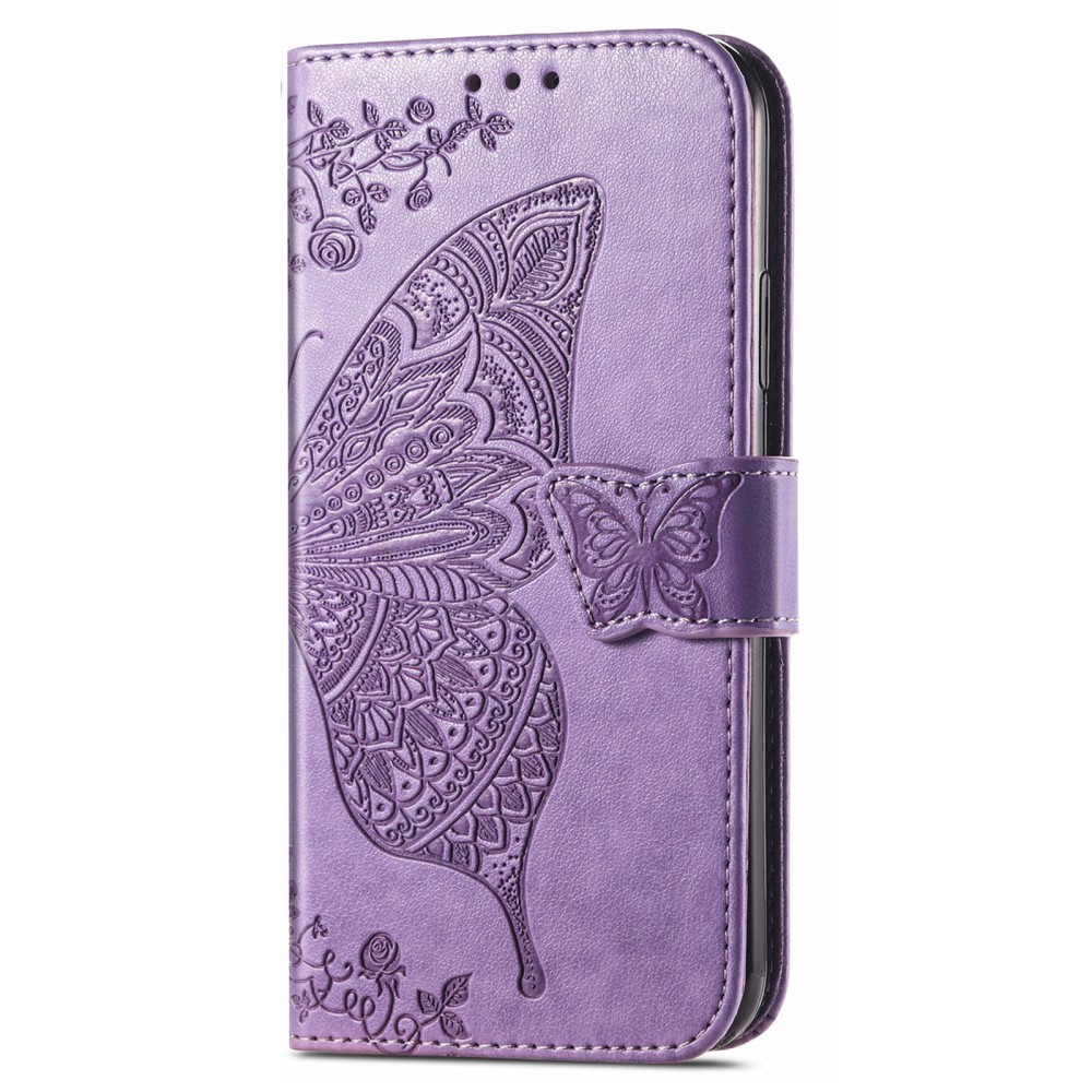  Xiaomi Redmi Note 14 Pro 5G Fodral Läder Fjäril Tryck Lila