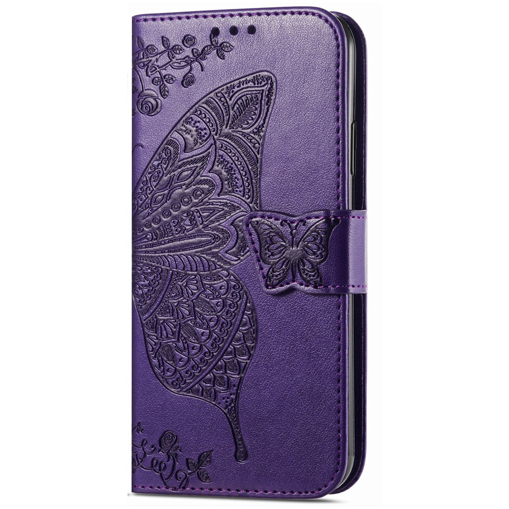  Xiaomi Redmi Note 14 5G Fodral Läder Fjäril Tryck Mörk Lila