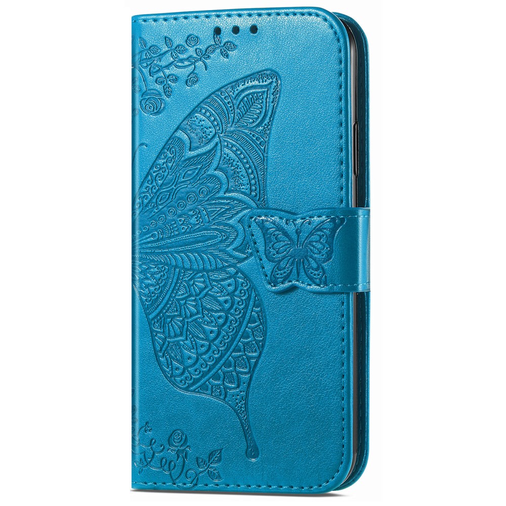  Xiaomi Redmi Note 14 5G Fodral Läder Fjäril Tryck Blå