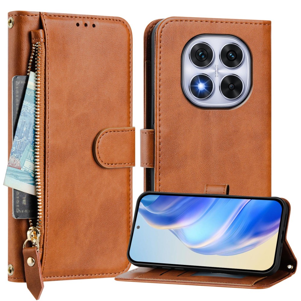  Xiaomi Redmi Note 14 Pro/Pro Plus 5G Plånboksfodral Brun