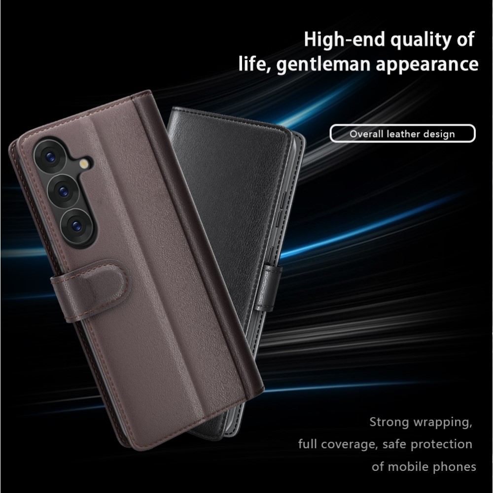  Samsung Galaxy S25 Fodral Premium Äkta Läder Svart