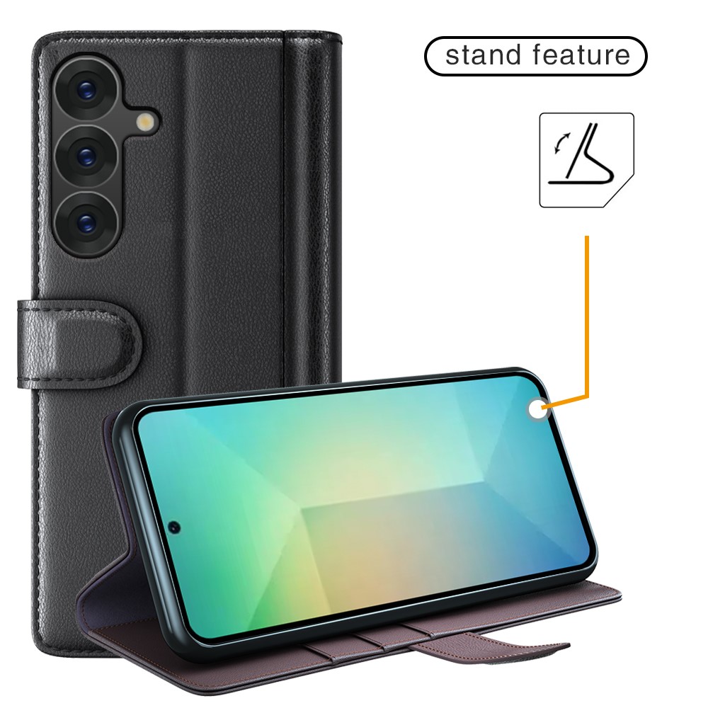 Samsung Galaxy S25 Fodral Premium Äkta Läder Svart