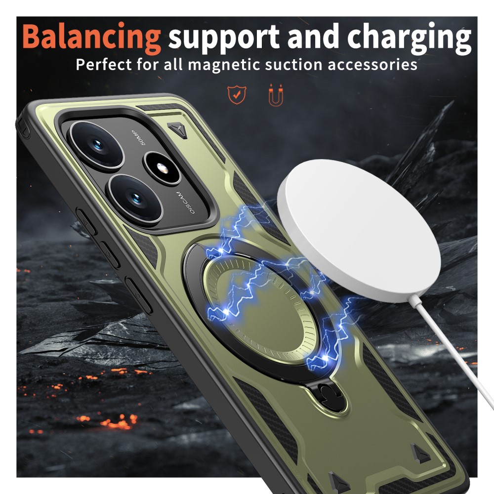 Xiaomi Redmi Note 14 5G Skal MagSafe Kickstand Hybrid Grön