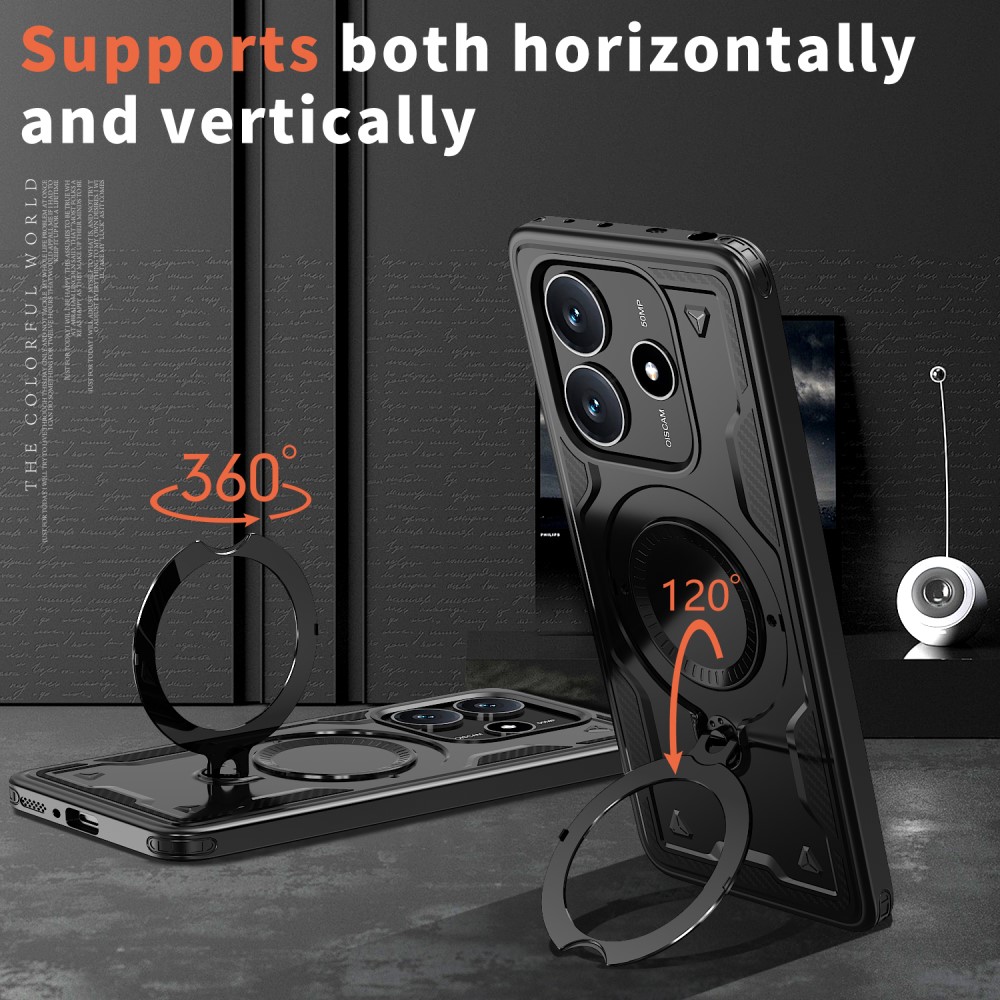  Xiaomi Redmi Note 14 5G Skal MagSafe Kickstand Hybrid Svart