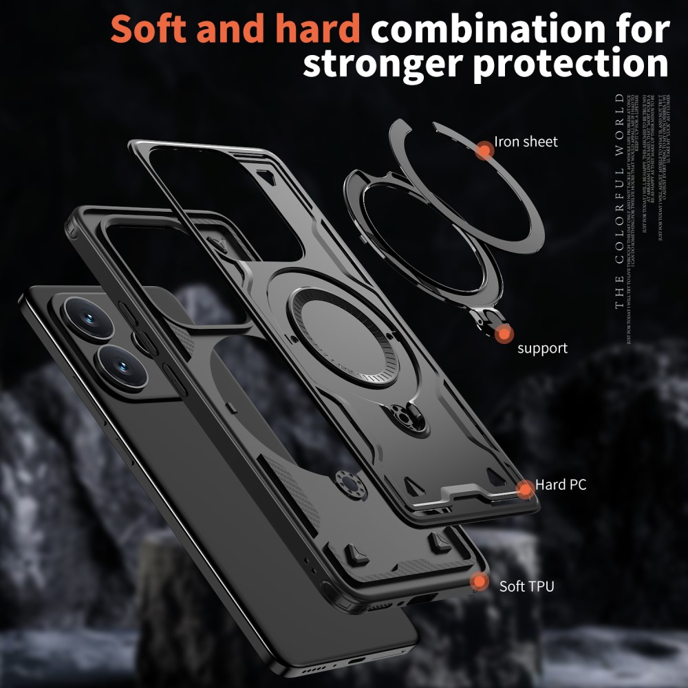  Xiaomi Redmi Note 14 5G Skal MagSafe Kickstand Hybrid Svart