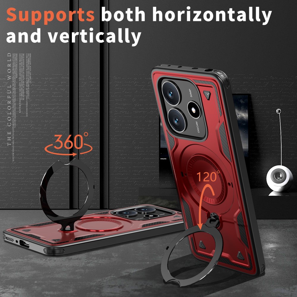  Xiaomi Redmi Note 14 5G Skal MagSafe Kickstand Hybrid Röd