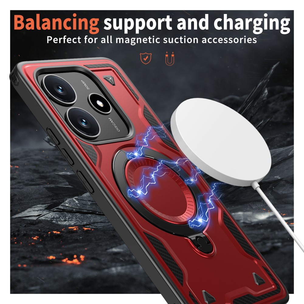  Xiaomi Redmi Note 14 5G Skal MagSafe Kickstand Hybrid Röd